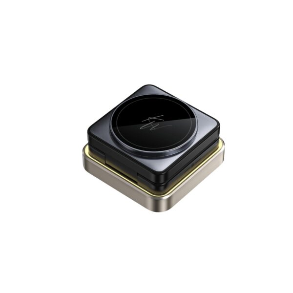 Foldable zinc alloy 3-in-1 wireless charger in folded state
