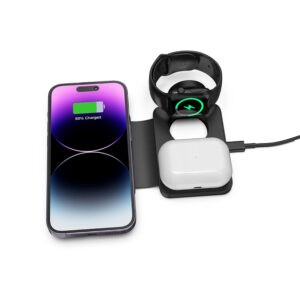 3 in 1 wireless charger foldable charging phone, earbuds, and smartwatch