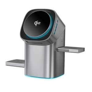 KEEPWIRELESS 3-in-1 Wireless Charging Station with 15W Fast Charging and MagSafe Compatibility