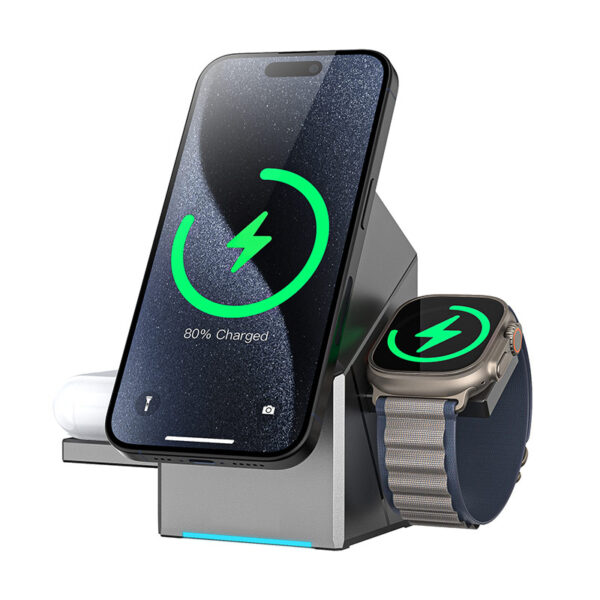 KEEPWIRELESS CubeTrick X 3-in-1 Wireless Charging Station with 15W Fast Charging and MagSafe Compatibility - Image 2