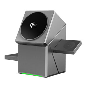 KEEPWIRELESS CubeTrick X 3-in-1 Wireless Charging Station with 15W Fast Charging and MagSafe Compatibility