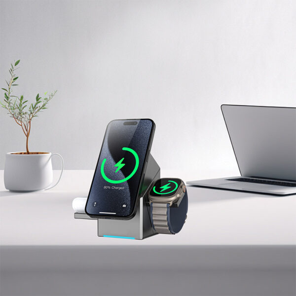 KEEPWIRELESS CubeTrick X 3-in-1 Wireless Charging Station with 15W Fast Charging and MagSafe Compatibility - Image 5
